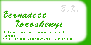 bernadett koroskenyi business card